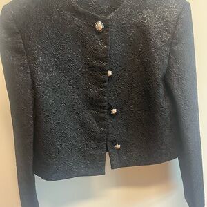 Zara Black Textured Jean Jacket